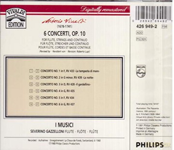 Gazzelloni/I Musici: Vivaldi:6 Concerti Op.10 [CD]