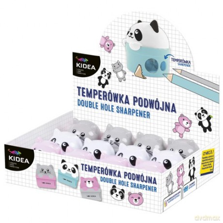 Temperówka Zwierzaki podwójna 12 sztuk