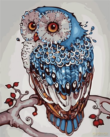Malowanie po numerach - Niebieska sowa 40x50 cm