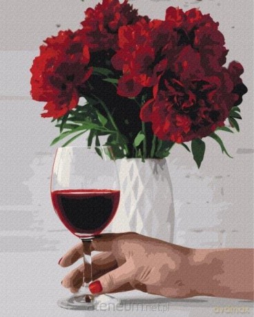 Malowanie po numerach - Piwonia i wino 40x50 cm