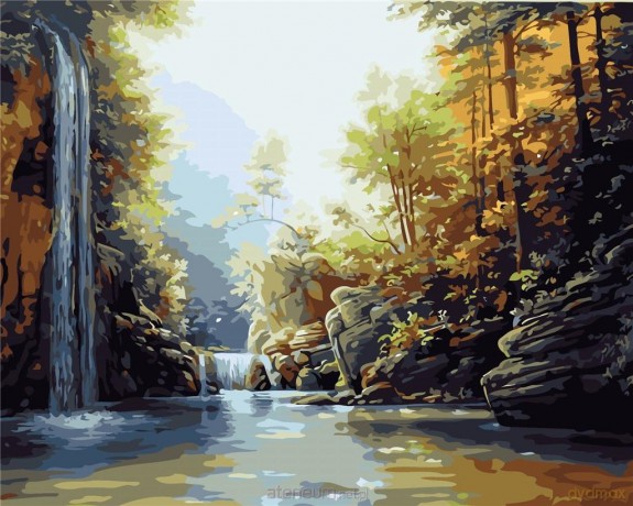 Malowanie po numerach - Poranny wodospad 40x50 cm