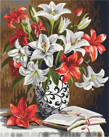 Malowanie po numerach - Przepiękne lilii 40x50 cm