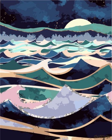 Malowanie po numerach - Złote fale 40x50 cm