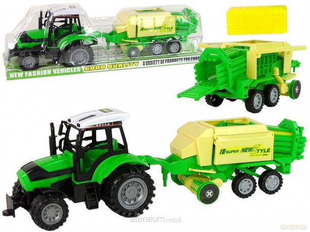 Traktor z prasą zielony