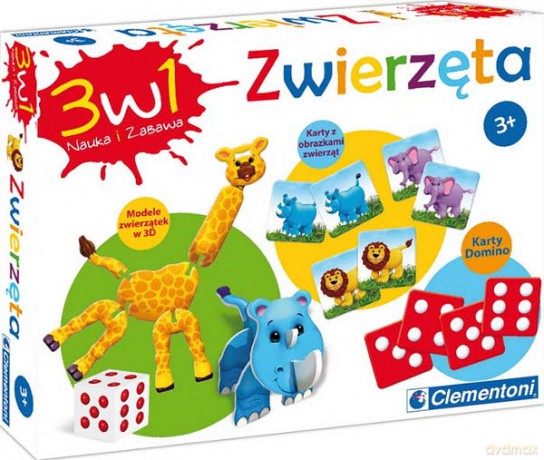 CLEMENTONI NAUKA I ZABAWA 3w1 ZWIERZĘTA 90672 [GRA]