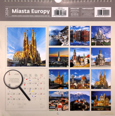 Kalendarz 2024 30x30 Miasta Europy [KALENDARZ]