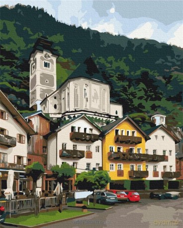 Malowanie po numerach - Górskie Miasteczko 40x50 cm