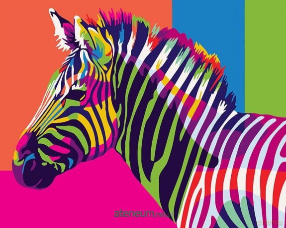 Malowanie po numerach - Tęczowa Zebra 40x50 cm