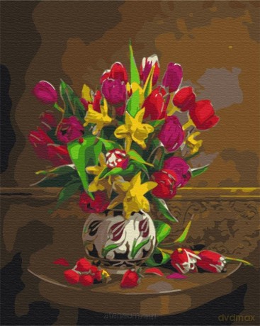 Malowanie po numerach - Tulipany i żonkile 40x50 cm