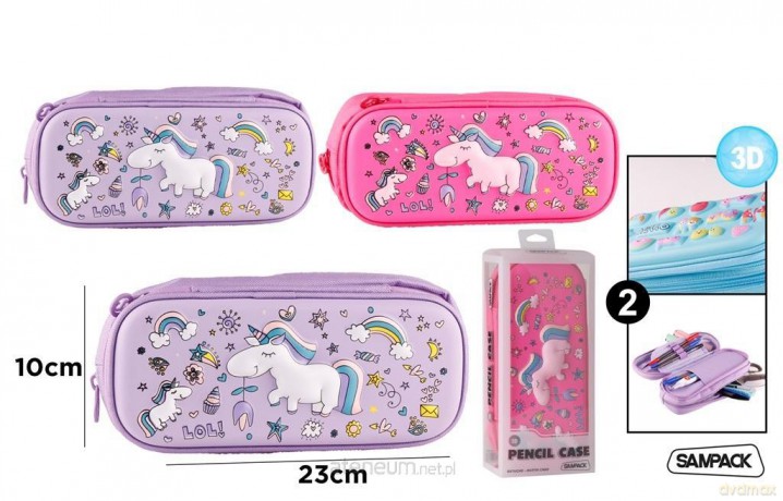 Piórnik z aplikacjami 3D 23x10 cm Unicorn MIX