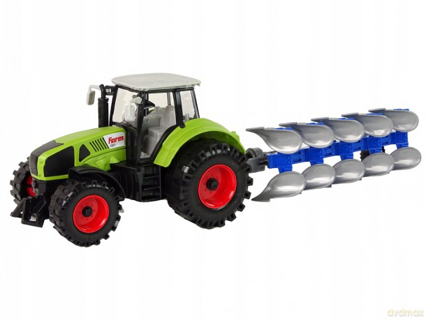 Traktor z pługiem na napęd frykcyjny zielony