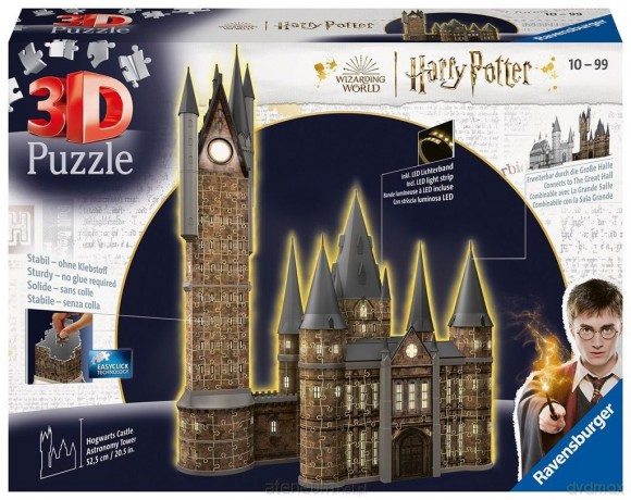 RAVENSBURGER 3D 540 el. Budynki nocą: Zamek Hogwarts Wieża [PUZZLE]