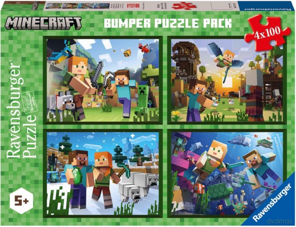 RAVENSBURGER 4x100 el. Minecraft [PUZZLE]