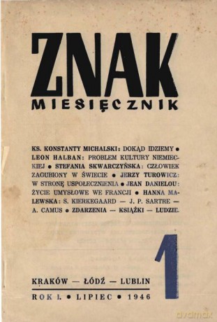 Miesięcznik ZNAK Reprint nr 1 z 1946 roku [KSIĄŻKA]