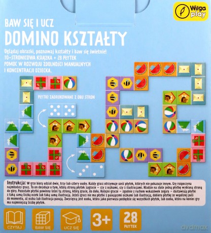 Baw się i ucz Domino Kształty Gra i książka