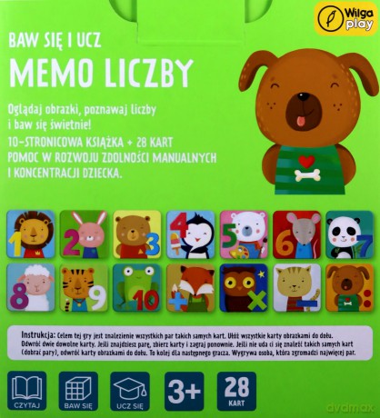 Baw się i ucz Memo Liczby Gra i książka