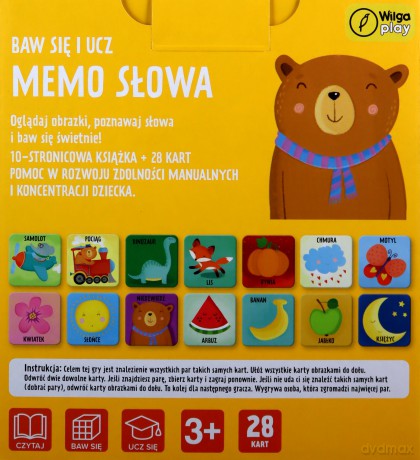 Baw się i ucz Memo Słowa Gra i książka