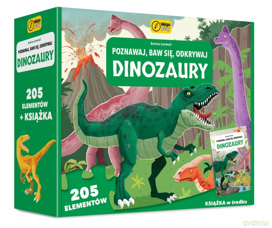 Książka i puzzle Poznawaj, baw się, odkrywaj Dinozaury 205 elementów - Irena Trevisan, Enrico Lorenzi