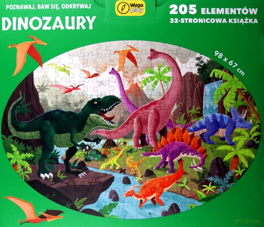Książka i puzzle Poznawaj, baw się, odkrywaj Dinozaury 205 elementów - Irena Trevisan, Enrico Lorenzi