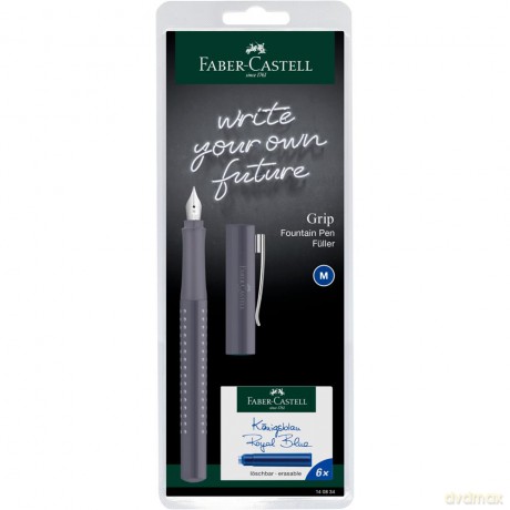 Pióro wieczne grip 2010 dapple gray m + naboje blister faber-castell