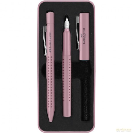 Zestaw prezentowy grip 2010 pióro wieczne + długopis rose shadows opakowanie metalowe faber-castell
