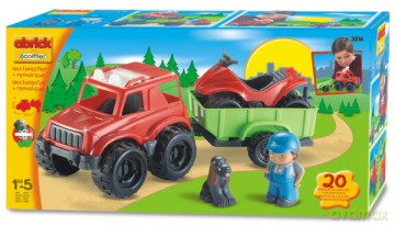 ECOIFFIER Samochód Jeep 4x4 z przyczepą, 7600003216 [KLOCKI]