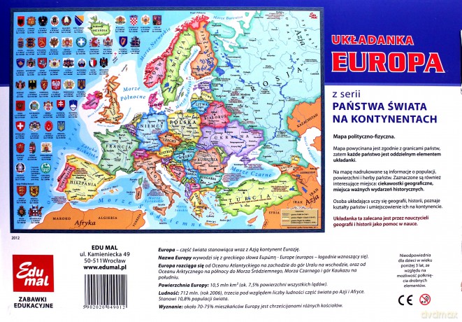 EDU MAL Układanka Europa 9012 [GRA]