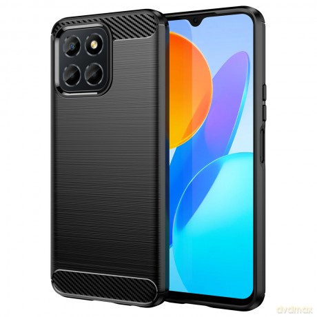 Carbon Case etui Honor X8 elastyczny silikonowy karbonowy pokrowiec czarne