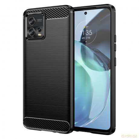 Carbon Case etui Motorola Moto G72 elastyczny silikonowy karbonowy pokrowiec czarne