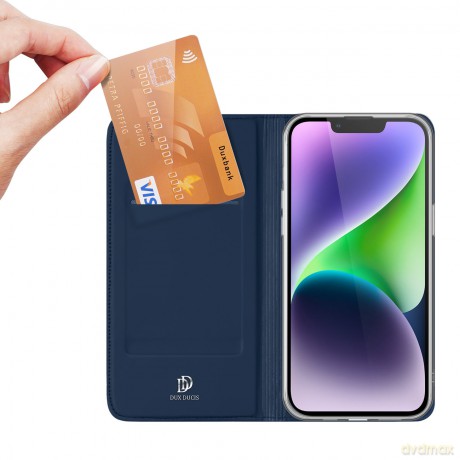 Etui do iPhone 15 pokrowiec z klapką i portfelem Dux Ducis Skin Pro - niebieskie