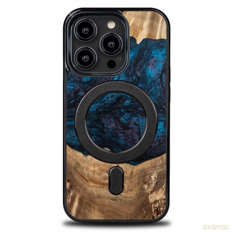 Etui z drewna i żywicy na iPhone 14 Pro MagSafe Bewood Unique Neptun - granatowo-czarne