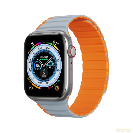 Magnetyczny pasek Apple Watch SE, 8, 7, 6, 5, 4, 3, 2, 1 (41, 40, 38 mm) Dux Ducis Strap (LD Version) - szaro-pomarańczowy