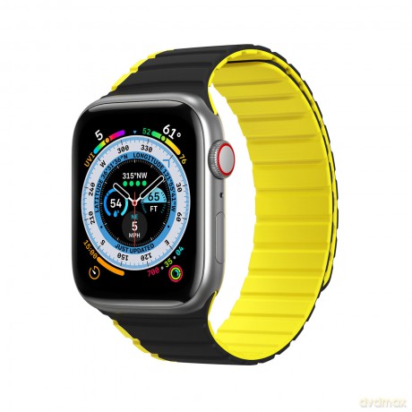 Magnetyczny pasek Apple Watch Ultra, SE, 8, 7, 6, 5, 4, 3, 2, 1 (49, 45, 44, 42 mm) Dux Ducis Strap (LD Version) - czarno-żółty