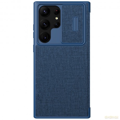 Nillkin Qin Cloth Pro Case etui Samsung Galaxy S23 Ultra pokrowiec z klapką osłona na aparat niebieskie