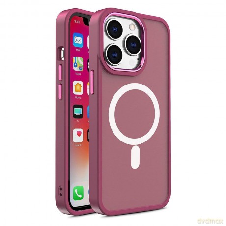 Pancerne magnetyczne etui iPhone 14 Pro MagSafe Color Matte Case - burgundowe