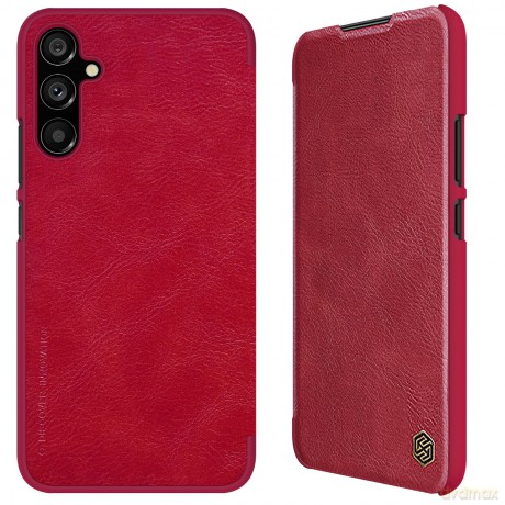 Skórzane etui do Samsung Galaxy A34 5G z klapką portfel Nillkin Qin Leather - czerwone
