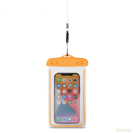 Wodoodporne etui ze smyczą do telefonu PVC - pomarańczowe