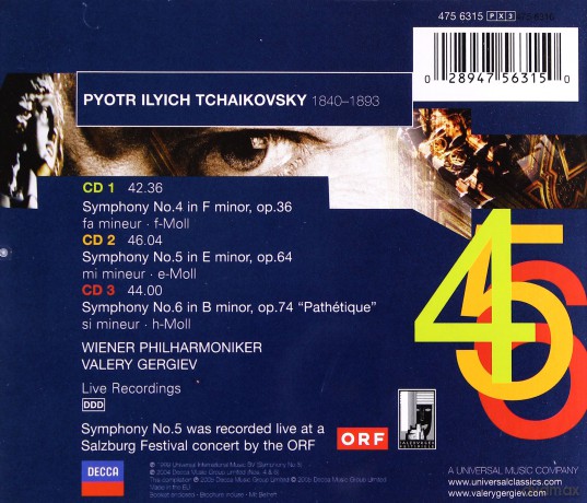 Gergiev: Tchaikovsky:Symphonies 4-6 [CD]