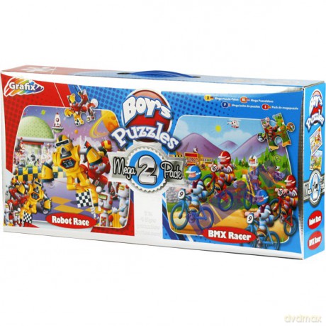GRAFIX Mega Puzzle 2 obrazki Wyścig Robo 12-0285 [PUZZLE]