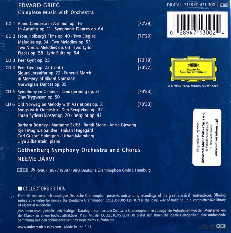 Gethenburg JarviSymph.Orch.: Grieg: Complete Music With Orchestra [6CD]