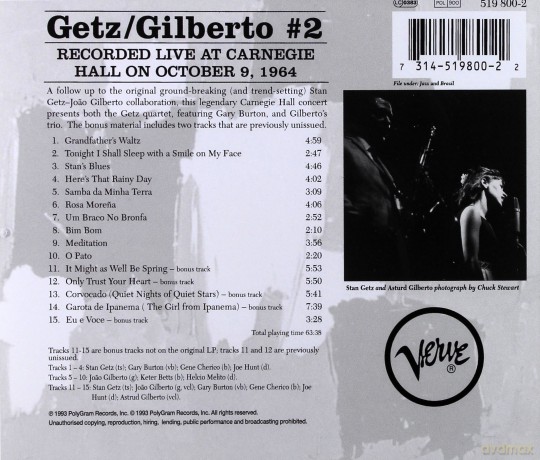 Getz/Gilberto: Getz/Gilberto Vol.2 [CD]