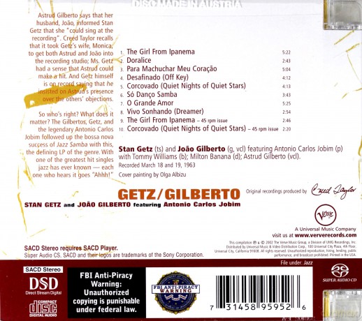 Getz/Gilberto: Getz/Gilberto [SACD]