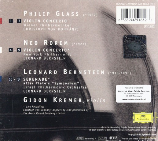 Gidon Kremer: Glass/Rorem/Bernstein [CD]