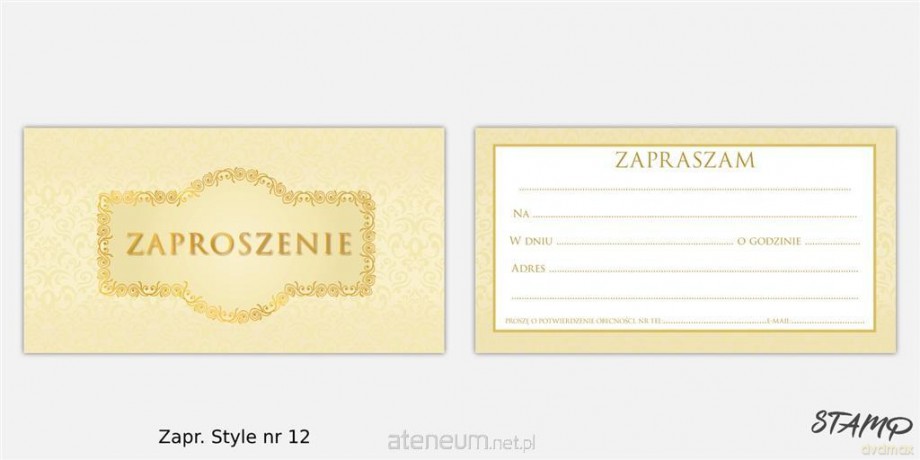 Zaproszenia Style wzór nr 12 10szt