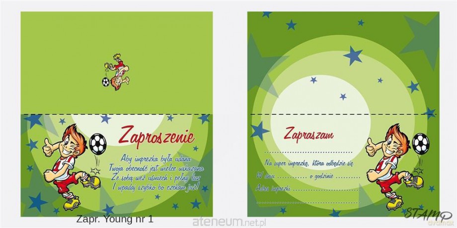 Zaproszenia Young Chłopiec wzór nr 01 10szt