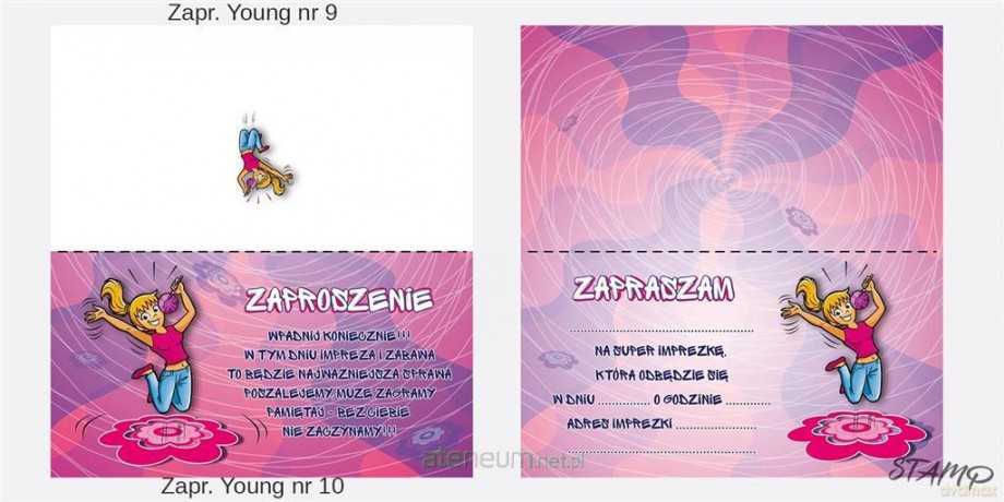 Zaproszenia Young Dziewczynka wzór nr 10 10szt