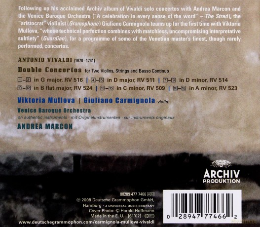 Giuliano Carmignola: Vivaldi:Concertos For Two Violins [CD]