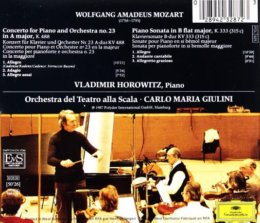 Giulini Horowitz: Mozart:Pno Cto 23+Son K333 [CD]