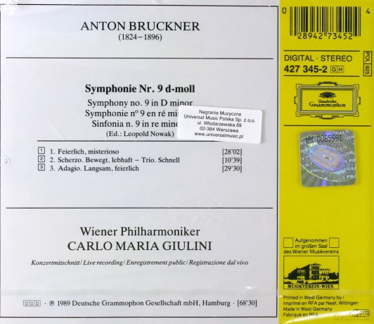 Giulini Wp: Bruckner:Symph.9 [CD]