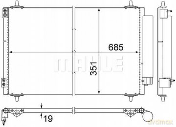 Mahle AC 593 000S Skraplacz, klimatyzacja Peugeot Fiat Citroen Lancia